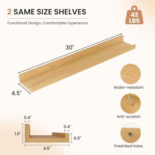 Dreamland Picture Ledge Shelf for Wall, Floating Shelves Set of 2, 30 inch Long - Image 2