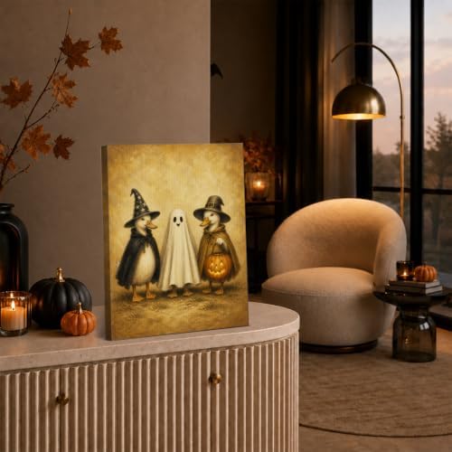 Halloween Geese as Witch and Ghost Canvas Wall Art, Witchy Print Wall Decor - Image 4
