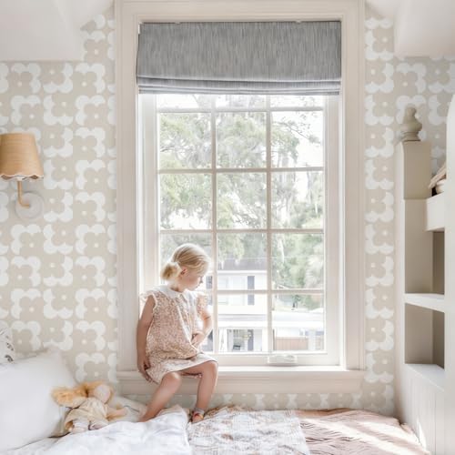 Ismoon Geometric Peel and Stick Wallpaper Boho Begie Contact Paper 17.3''x197'' - Image 6