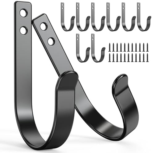 10 Pack Large Black Metal Wall Hooks by Unknown