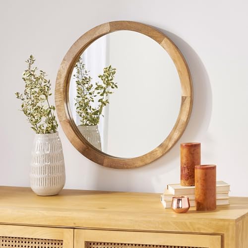 Christopher Knight Home Solis 23.50" H Round Wall Mirror, Mango Wood Wall Mirror by ChristopherKnightHome