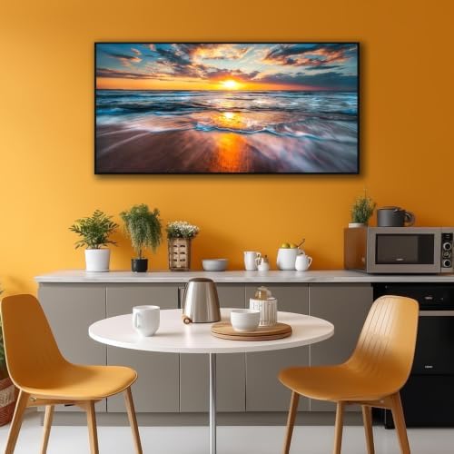 Framed Sun Wall Art for Living Room, 48 x 24 Inches Blue Wave and Large Coastal - Image 4