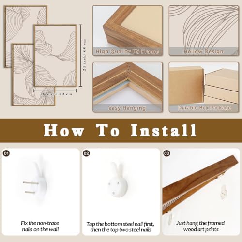 BINCUE Framed Neutral Beige Wall Art Modern Abstract Art Decor Minimalist - Image 6
