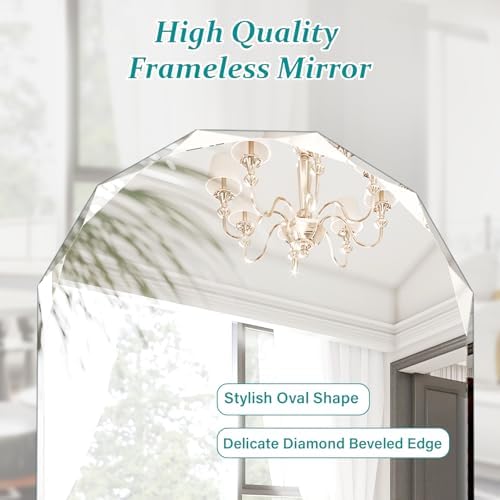 Pregaspor Single Beveled Edge Bathroom Vanity Mirror, Shatterproof Frameless - Image 2