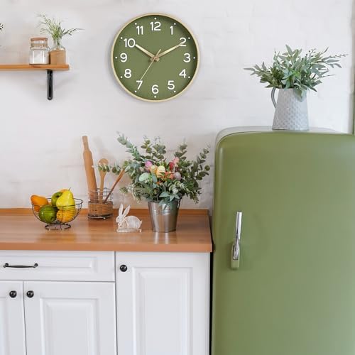 Roymnie 12 Inch Wall Clock Battery Operated Silent Non Ticking Green Analog - Image 3