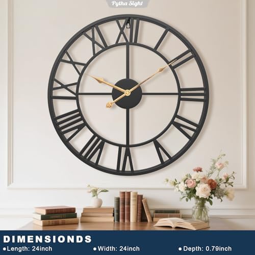 Pytha Sight 24 Inch Roman Numerals Large Wall Clocks - Image 2