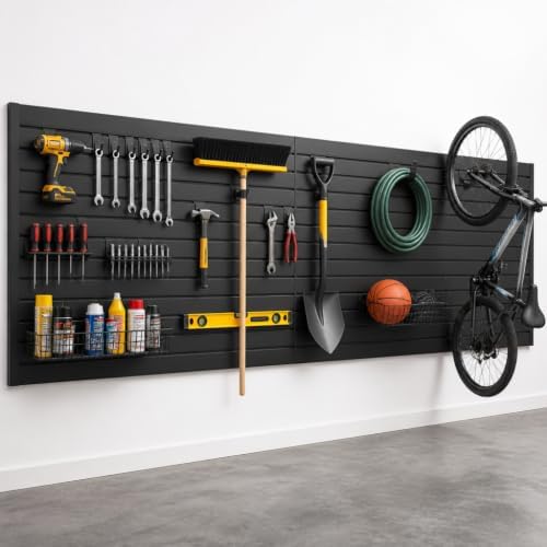 8x4 FT Slat Wall Panels Garage Wall Organizer Tool Organizer Slat Board PVC by Ciweisah