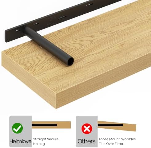 Heimlove Floating Shelves 39.4" W x 9.3" D Oak Set of 2 - Image 4