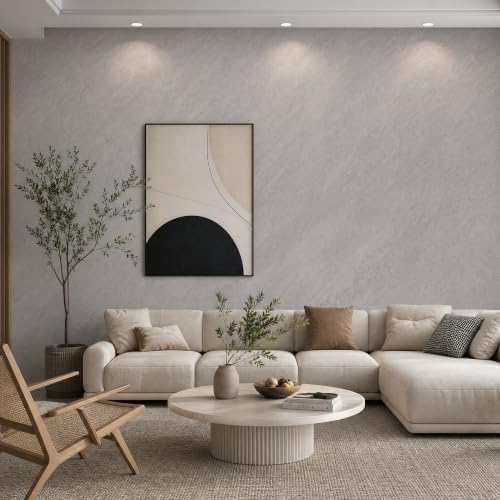 Light Grey Concrete Limewash Wallpaper Peel and Stick 32'' x354'' Muted Gray by Bumoo