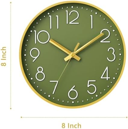 DAXSMY Wall Clock 8 Inch Green Decorative, Battery Operated Silent - Image 3