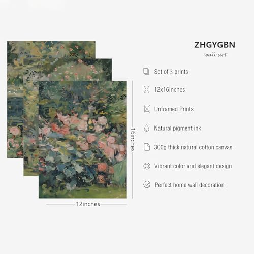 Set of 3 Vintage Oil Painting Spring Wildflower Wall Art 12x16Inch Unframed - Image 7