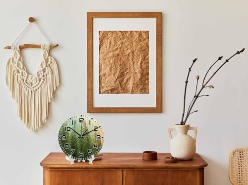 Fir Tree Wall Clock 10 inch Round Healthy Green Tree Silent Non Ticking Wood - Image 3