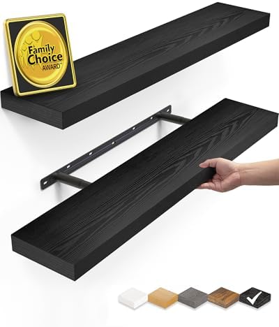 BAYKA Black Floating Shelves 22.5in, Wall Mounted by Bayka