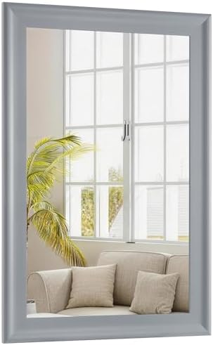 Bathroom Mirror for Wall, Rectangle Rustic Gray 24 x 36 inch Vanity Mirrors by Culer