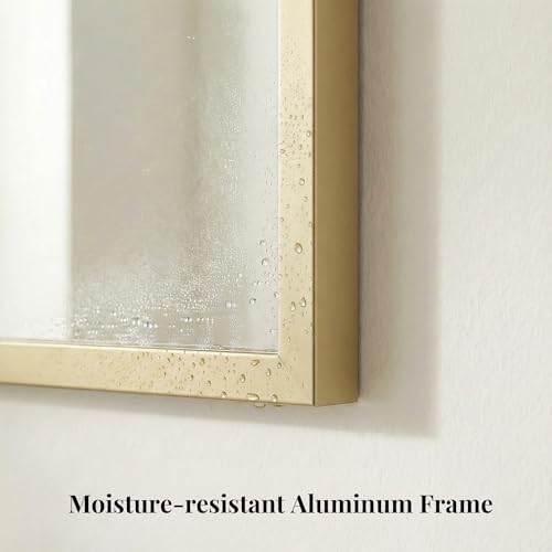 60"x30" Satin Gold Wide Bathroom Wall Mirror - Image 4