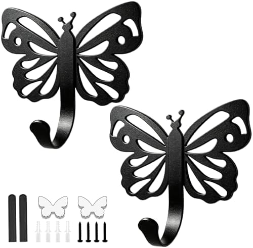 Majewel Black Hooks for Hanging, Butterfly Hooks for Shower Wall Hangs by Unknown