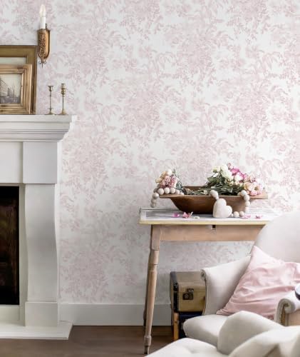 Heroad Pink Peel and Stick Wallpaper Vintage Floral Contact Paper Boho Flower - Image 5