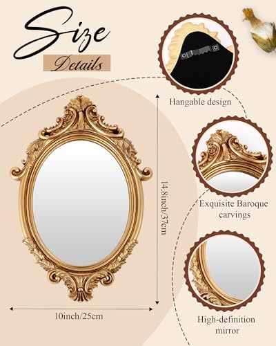 Wonderjune 3 Pcs Vintage Gold Wall Mirror Set, Court Baroque Style - Image 3
