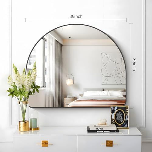 FORBATH Arched Bathroom Mirror 36x30 Inch, Hanging or Leaning Against Wall - Image 3