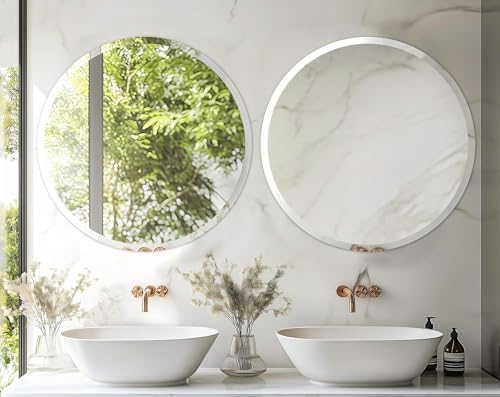 Frameless Round Wall Mirror: Modern Glass Mirror 23.6x23.6 inch - Image 6