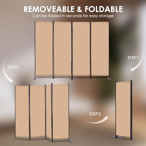 RANTILA 4 Panel Room Divider, 6 FT Folding Privacy Screen - Image 4