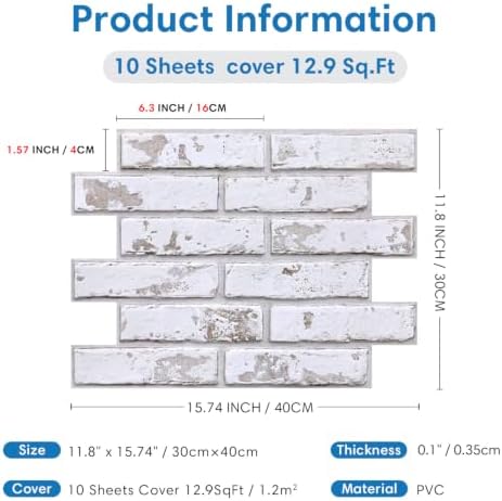 COMSTICKC 3D Faux Brick Wall Panels Peel and Stick Decorative Tiles Sticker - Image 6