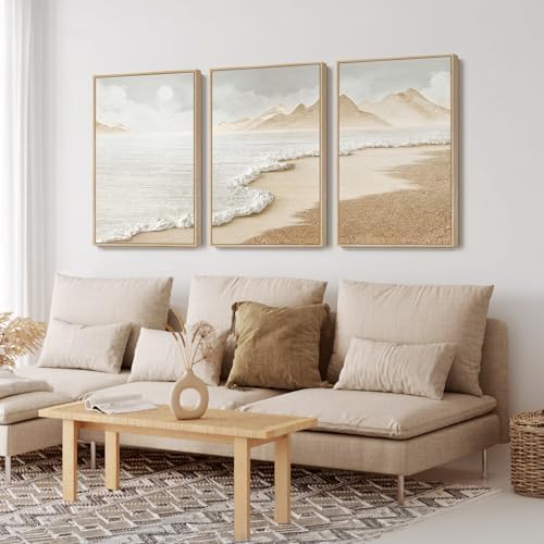 Large Framed Boho Abstract Beach Wall Art - Image 2