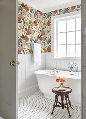 Vintage Floral Peel and Stick Wallpaper Floral and Leaf Contact Paper Beige - Image 7