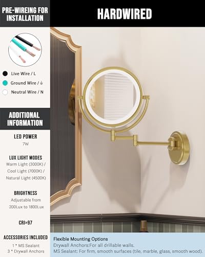 10" Double-sided Wall Mounted Makeup Mirror - Image 2