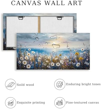 crmotu Modern Coastal Wall Decor, Daisy Wildflowers Art Prints 24X48 In - Image 6