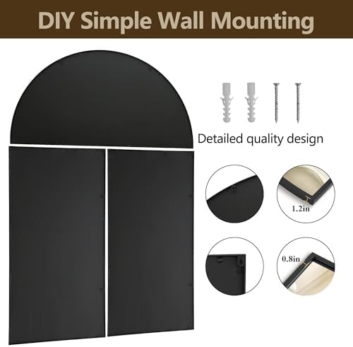 Besdomus Oversized Black Arched Mirror：40"x60" Large Classic Window Mirror - Image 4