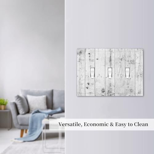 Decorative Switch Plates Rustic White Grey Wood Grain 3 Gang Wall Plate - Image 7