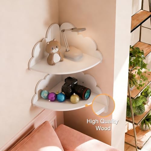 Cloud Corner Floating Shelves, 2-Tier White Cloud Corner Shelf Wall Mounted - Image 5