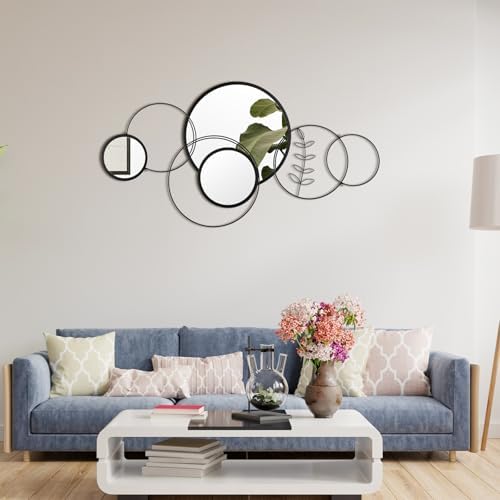 Hicarer 4 Pcs Wall Mirror Decoration Round Decorative Mirrors 41.34'' x 17.72'' - Image 5
