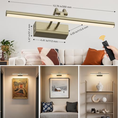 Picture Light for Wall, Antique Brass, RF Remote Control - Image 2