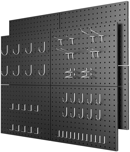 Heavy Duty Peg Board, 8 Pack Metal Pegboard Panels by 7Sgarage