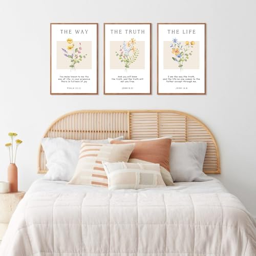 CHDITB Christian Bible Verse Framed Wall Art Set, Floral Scripture Prints - Image 2