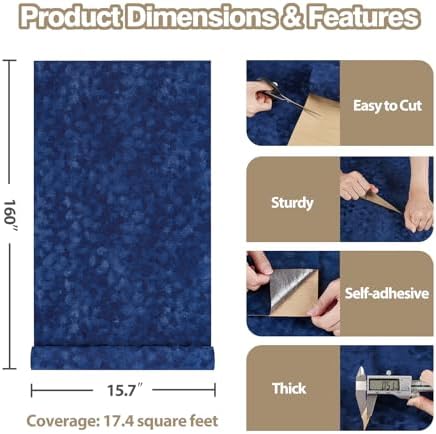 Blue Velvet Drawer Liners for Dresser Jewelry Flocking Contact Paper 15.7"x160" - Image 3