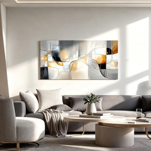 I@U Geometric Abstract Wall Art Decor Modern Gray White Wall Art Prints Canvas - Image 3