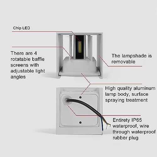 2 PCS 12W Outdoor Sconces Wall Lights LED Exterior/Interior Up and Down Lights - Image 7