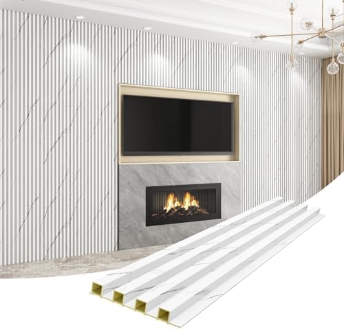 Slat Wall Panel 8-Pack, 108’’x6.1’’, Marble White by Unknown