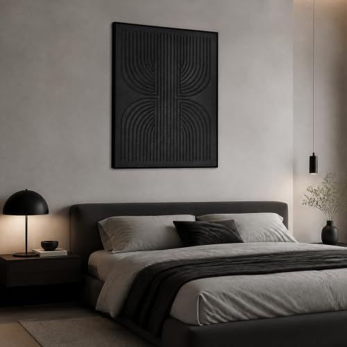 SAFERRYHOME Black Textured Carve Abstract Wall Art - Image 7