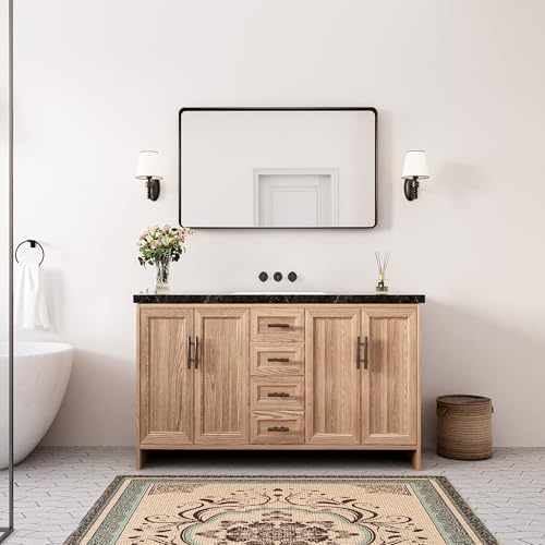 Keonjinn 40 x 24 Inch Black Vanity Mirror, Aluminum Frame Bathroom Mirror - Image 2