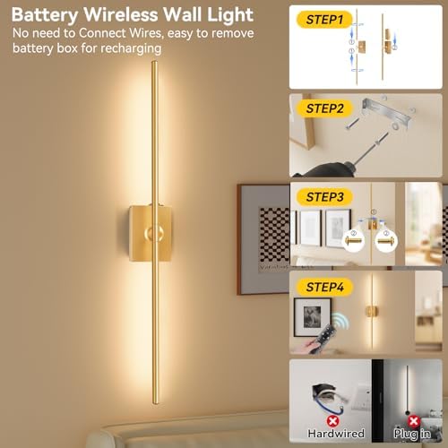 Battery Operated Wall Sconces Set of 2, Remote Control - Image 4