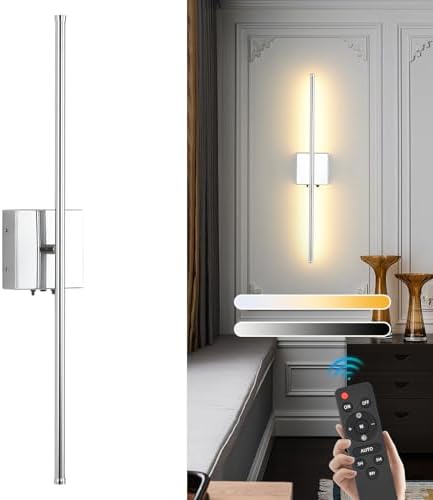 LED Wireless Battery Operated Wall Sconces, 11000mAh Rechargeable Chrome Wall by KELUOLY