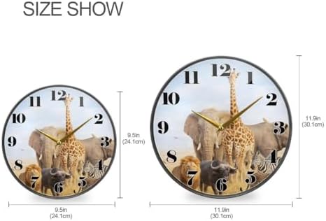 ALAZA Animal Elephant Lion African Safari Wall Clock Battery Operated Silent - Image 2