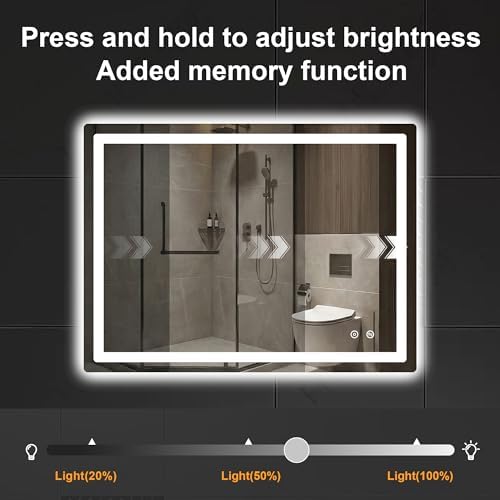 LED Bathroom Mirror with Lights, 30 x 40 Lighted Vanity Wall Mirror - Image 5
