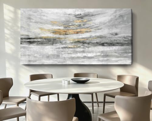 Nicetop 58x29" Large Black and White Abstract Coastal Wall Art - Image 3
