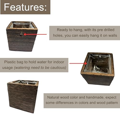 LaLaGreen Wall Planter for Indoor Plants Hanging Wooden Boxes - Image 3
