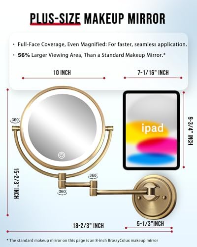 10" Wall Mounted Lighted Makeup Vanity Mirror Swing Arm 1/5X Magnifying - Image 5